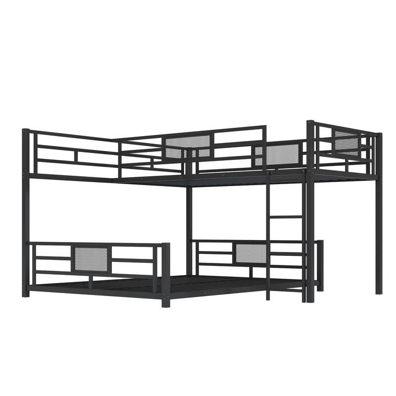 L-shaped Metal Twin over Full Size Bunk Bed
