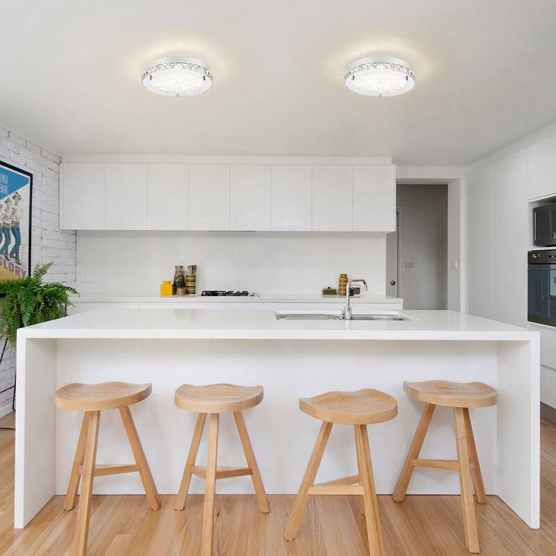 LED Crystal Flush Mount Ceiling Light Dimmable Crystal Light Fixture Flush Mount Lighting Crystal Ceiling Light - 11in