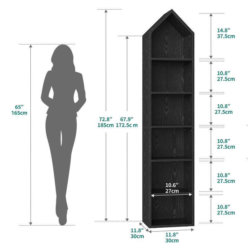 Moasis 6 Tier Tall Narrow Bookshelf and Bookcase Cube Storage Organizer