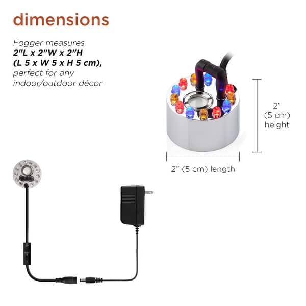 Alpine Corporation Single Jet Pond Fogger with Floating Ring and 12 LED