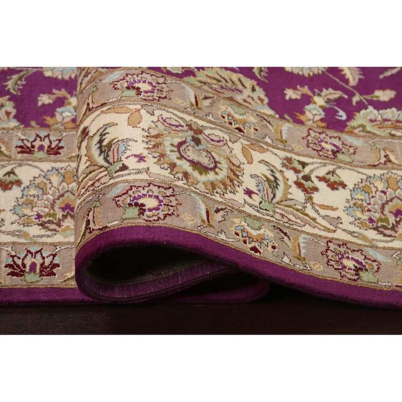 Wool/ Silk Vegetable Dye Floral Oriental Tabriz Area Rug Hand-knotted - 8'1" x 10'4"