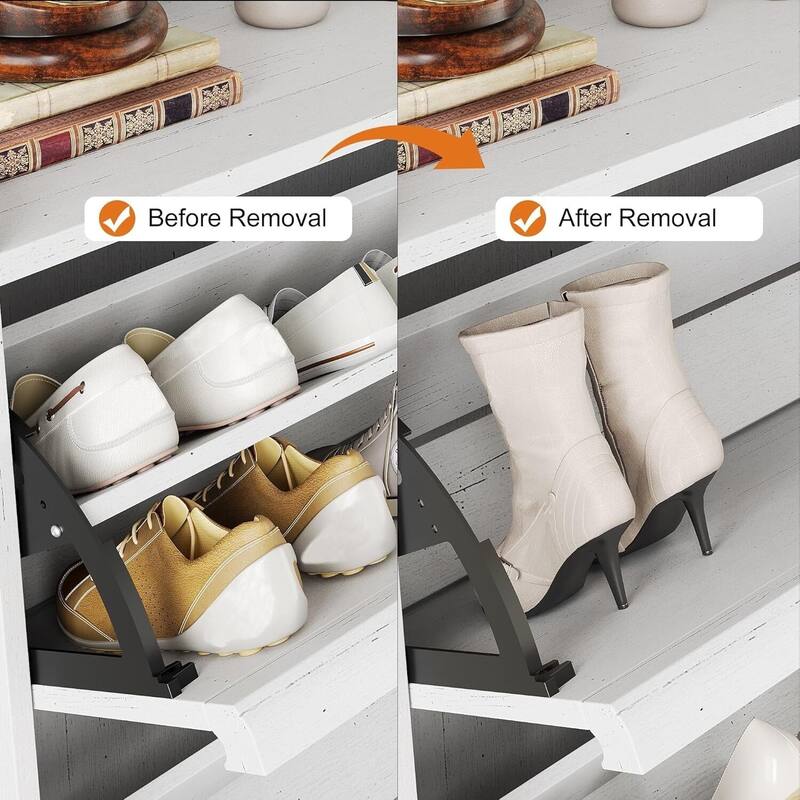 Narrow Shoe Cabinet Organizer with 2 Flip Drawers for Entryway, Hallway, Living Room