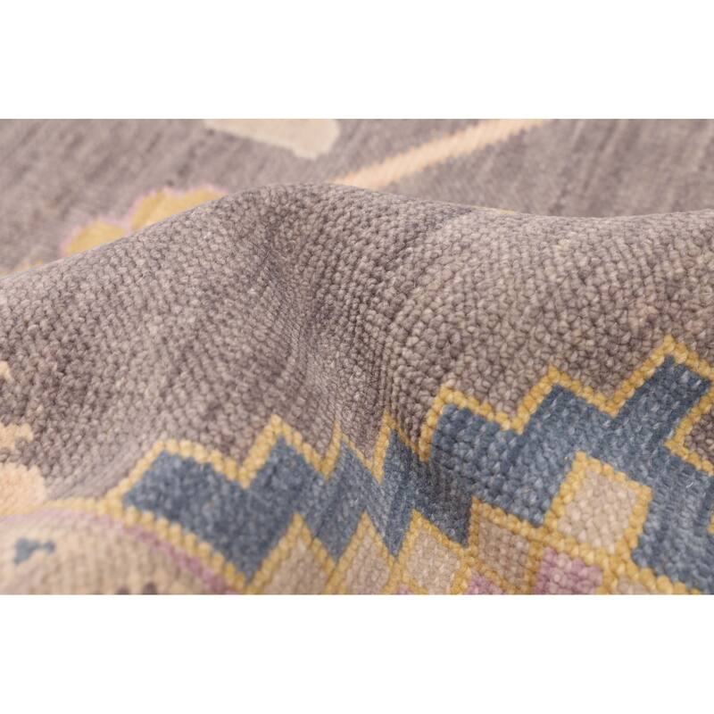 ECARPETGALLERY Hand-knotted Modern Oushak Dark Grey Wool Rug - 8'0 x 9'9