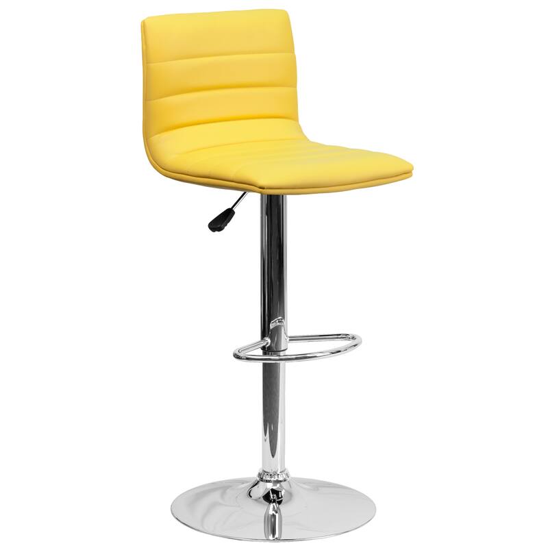 Modern Vinyl Stitch Back Adjustable Height Barstool - 16"W x 19"D x 35" - 44"H