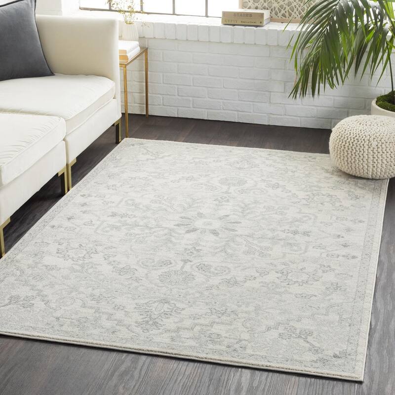 Livabliss Harput Updated Traditional Medallion Area Rug - Light Grey - 7' 10" x 10' 2"