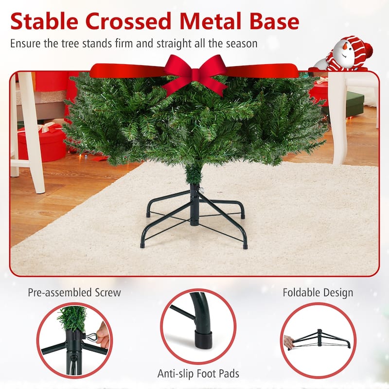 Gymax Artificial Christmas Tree w/990 Branch Tips 1000 Warm White LED