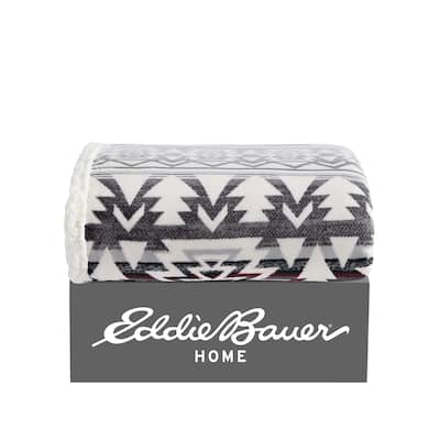 Eddie Bauer Clyde Hill Stripe Ultra Soft Plush Sherpa Throw Blanket
