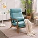 preview thumbnail 7 of 105, High Back Solid Wood Armrest Backrest Leisure Chair Accent Chair Teal-Linen
