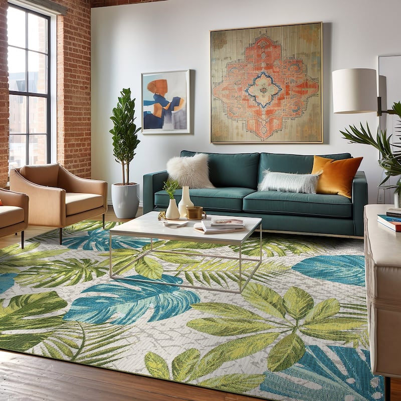 World Rug Gallery Contemporary Tropical Floral Indoor/Outdoor Area Rug