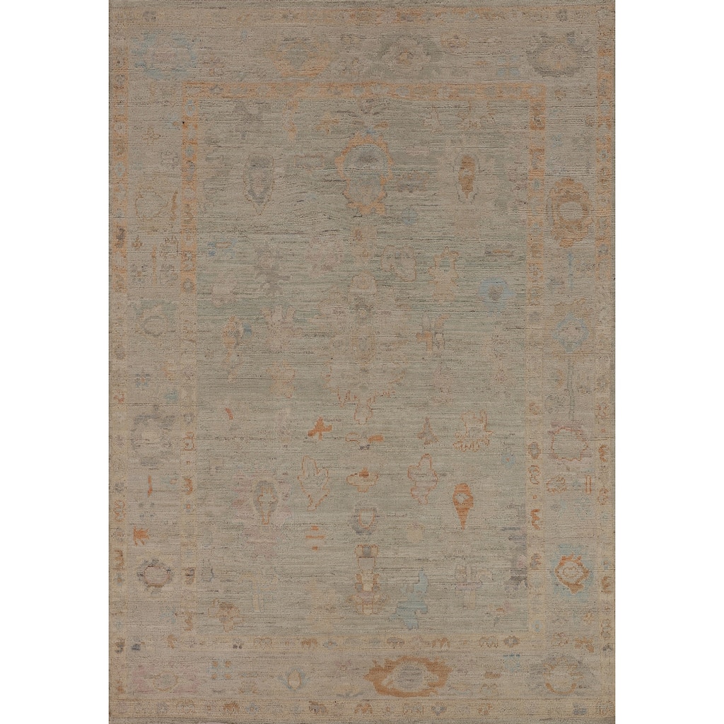 Turkish Oushak Vegetable Dye Area Rug Handmade Wool Carpet - 5'0"x 6'10"