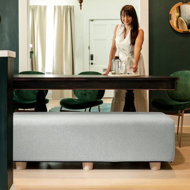 Jaxx Caya 4-in-1 Large Bed Bench, Giant Ottoman, Dining Bench, and Yoga and Massage Platform, King, Boucle