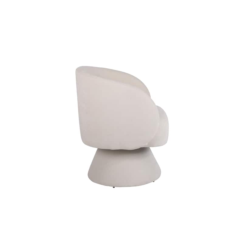 Swivel Round Barrel Chair in Fabric with Curved Backrest and Thick Padded Seat
