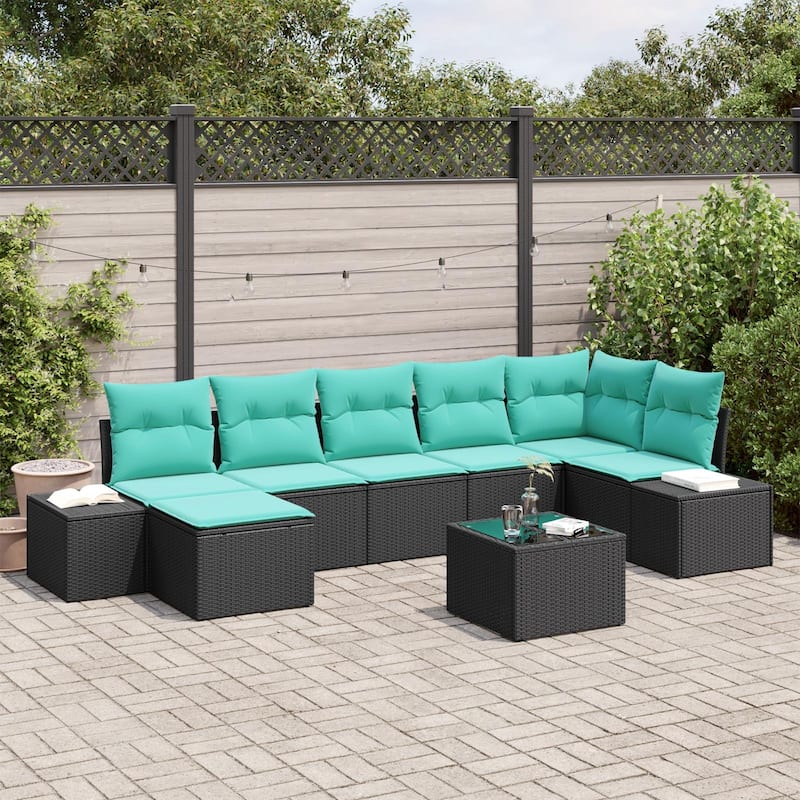 vidaXL 8 Piece Garden Sofa Set with Cushions - 125.6×60.6×27.2 - Black