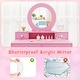 preview thumbnail 19 of 17, Kids Vanity Set with Mirror Princess Makeup Dressing Desk and Chair Set with Mirror-White