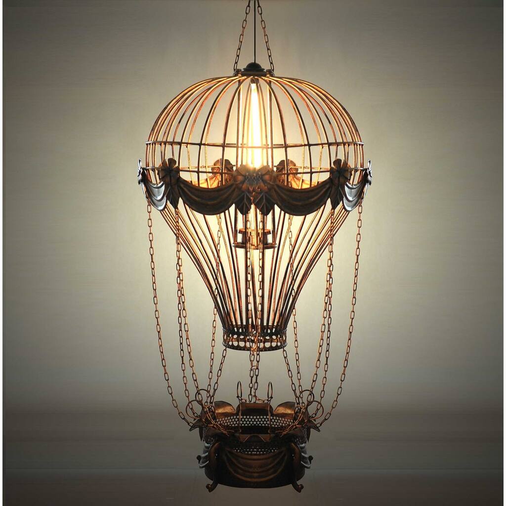 Vintage Look Hot Air Balloon Hanging Pendant Light - 23x23x41"