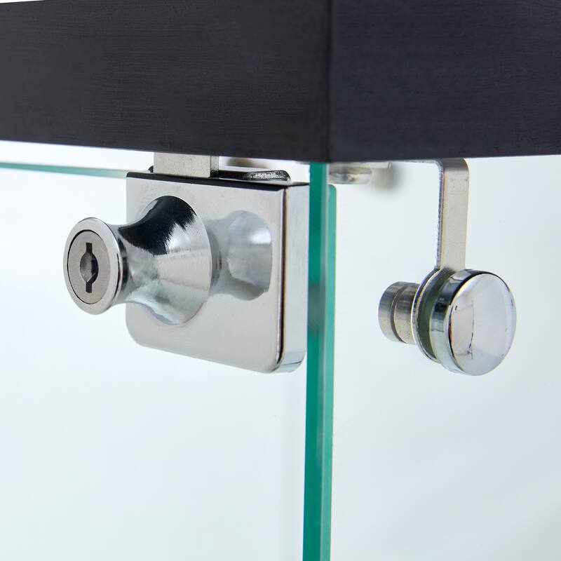 Glass Display Cabinet (0.2" Tempered Glass) - Soft-Close Drawer Slides 3 Adjustable Shelves, Ideal for Display & Storage