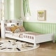 preview thumbnail 4 of 22, Twin Pine Wood Bed with Bookcase Headboard ,LED Motion Sensor Light, Guardrails