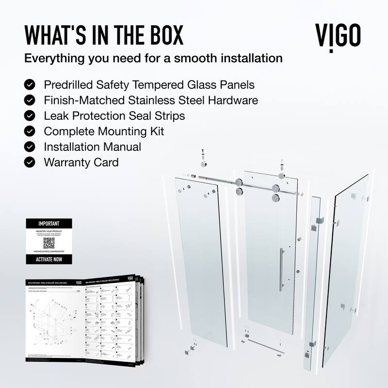VIGO Winslow Frameless Sliding Shower Enclosure