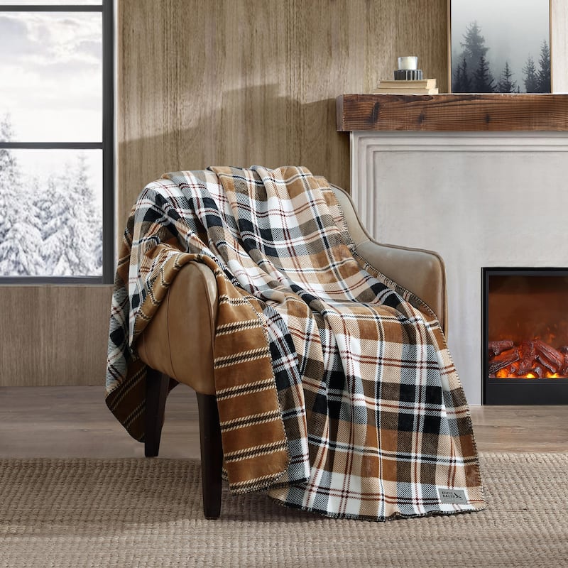 Eddie Bauer Printed Reversible Ultra Soft Plush Throw Blanket