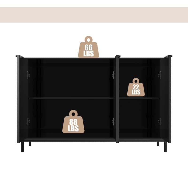 Clihome 3-Door High Gloss Buffets Sideboards with Adjustable Shelves
