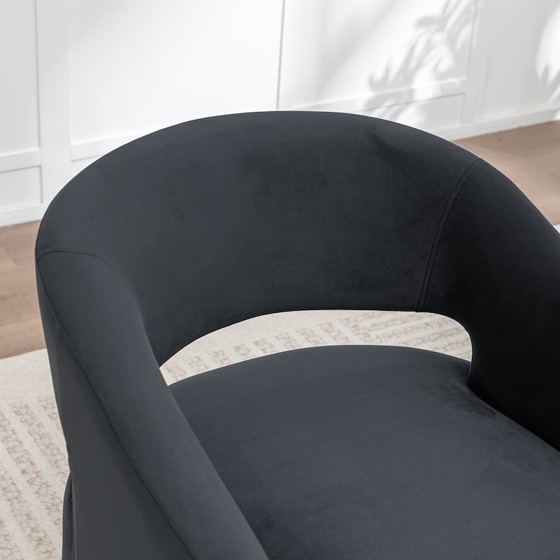 SEYNAR Modern Glam Velvet Accent Armchair Open Back with Ottoman