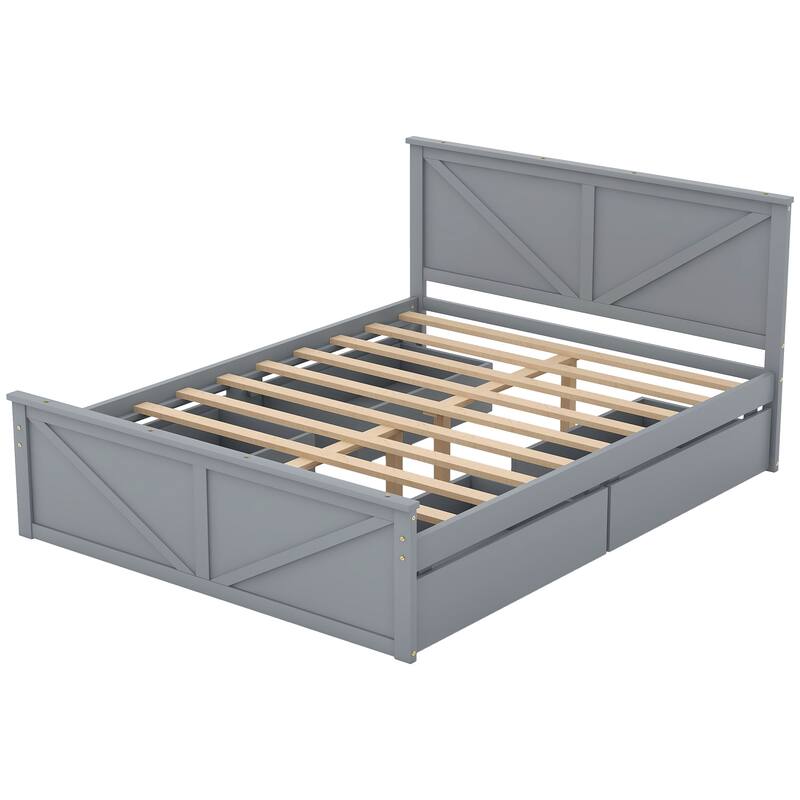Platform Bed with Four Storage Drawers and Support Legs