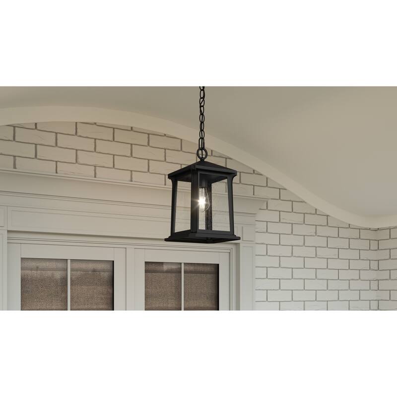 Satterfield 1-Light Matte Black Outdoor Hanging Lantern