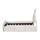 preview thumbnail 7 of 8, Twin Size Velvet Platform Bed with Rabbit-Shaped Headboard, Wooden Bed with Drawers and Bed-End Storage Pocket, Beige