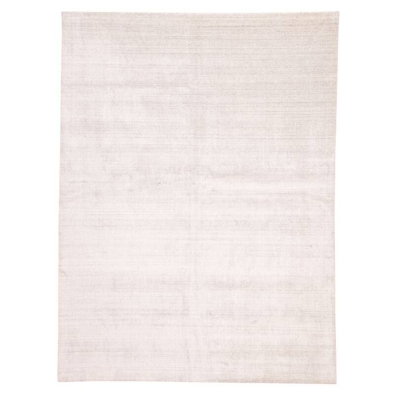ECARPETGALLERY Hand Loomed Ananda Light Grey Viscose, Wool Rug - 10'0 x 14'0