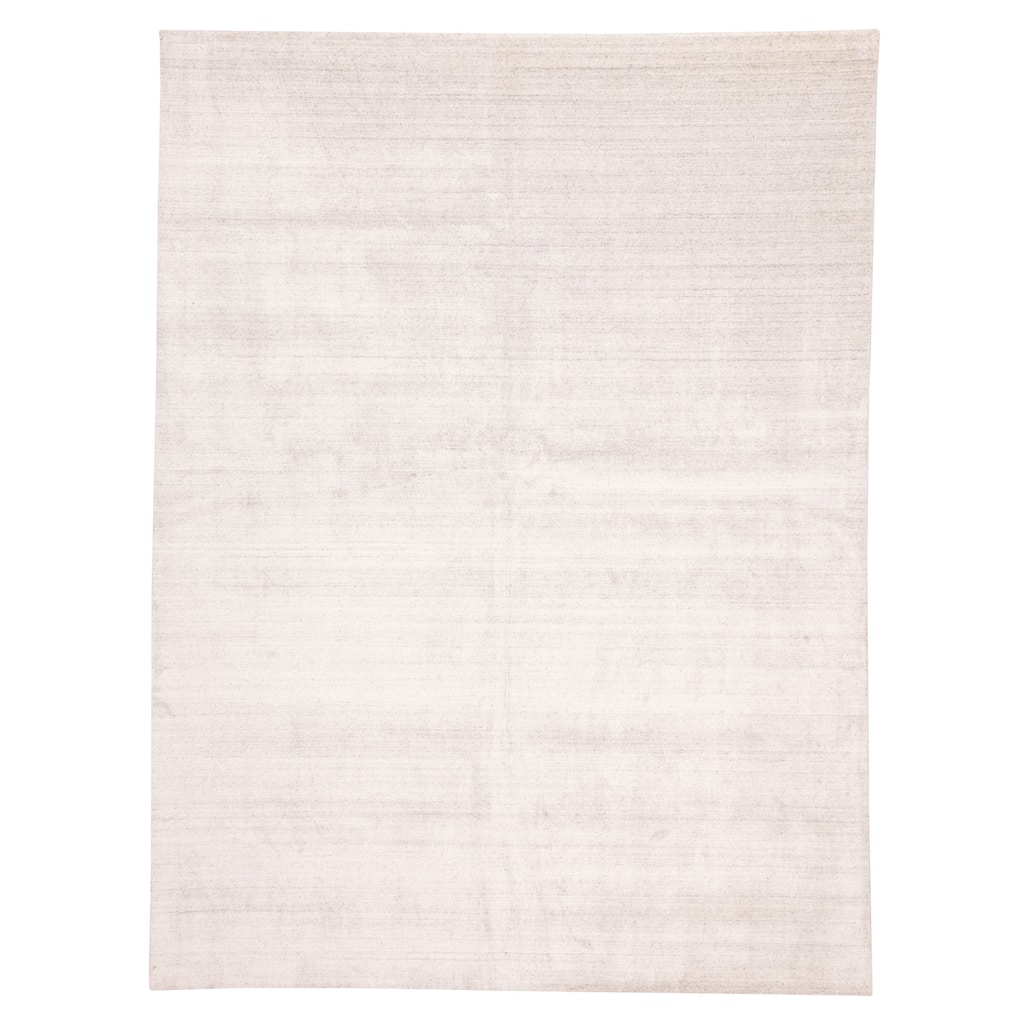 ECARPETGALLERY Hand Loomed Ananda Light Grey Viscose, Wool Rug - 10'0 x 14'0