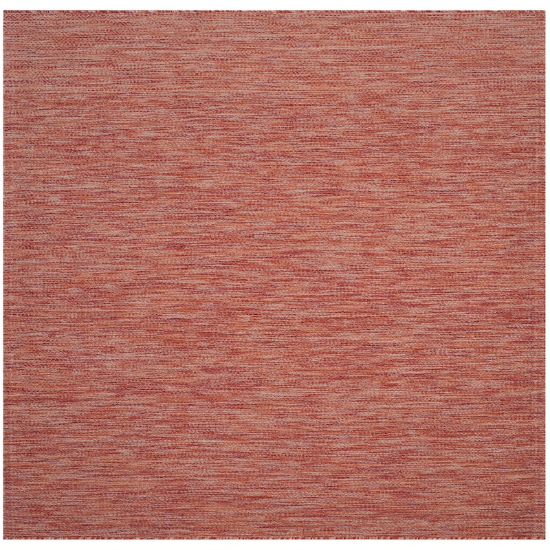 SAFAVIEH Courtyard Janyce Indoor/ Outdoor Waterproof Patio Backyard Rug - 5'3" x 5'3" Square - Red/Red