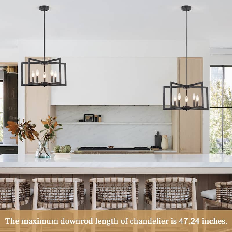 5-Light Modern Foyer Pendant Kitchen Island Candlestick Linear Chandelier Lighting for Dining Room