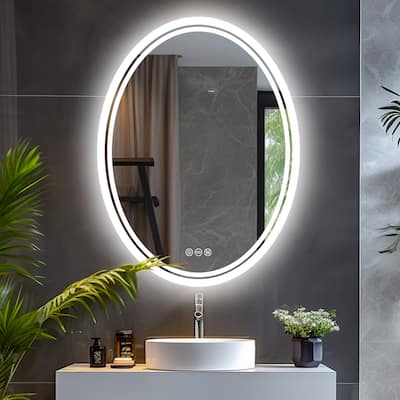 Oval LED Light Bathroom Mirror Touch Sensor