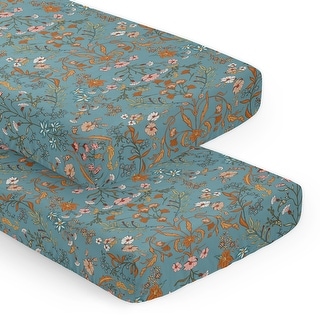 Sweet Jojo Designs Boho Wildflower Vintage Floral Girl 2 Pack Fitted Crib Sheets Daisy Leaves Botanical Leaf Bohemian Farmhouse