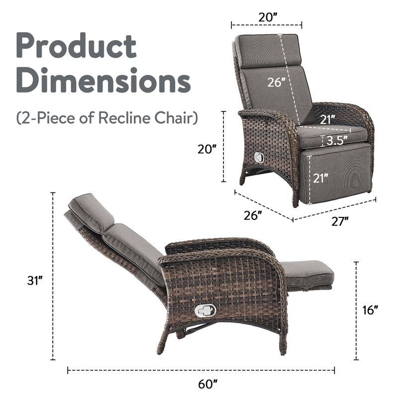 Pocassy Lounge Chair Swivel Reclining Chair with Adjustable Backrest