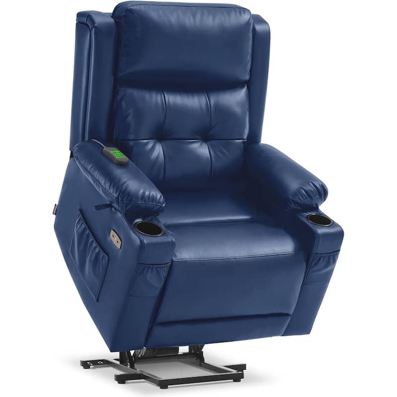 MCombo Large Dual Motor Power Lift Recliner Chair with Massage and Heat for Elderly People, Faux Leather