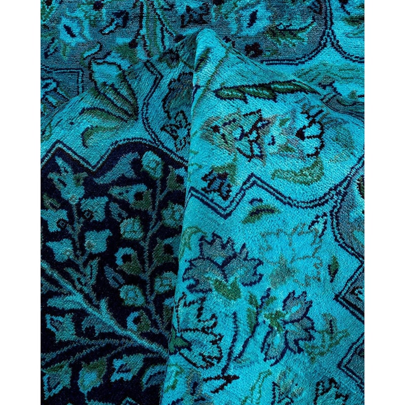 Contemporary Overdyed Wool Hand Knotted Round Area Rug - 10' 1" x 10' 2"
