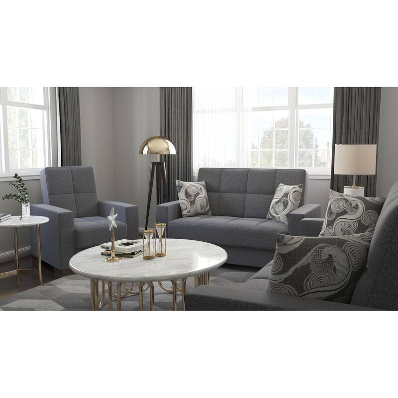 Collection Upholstered Convertible Loveseat With Storage