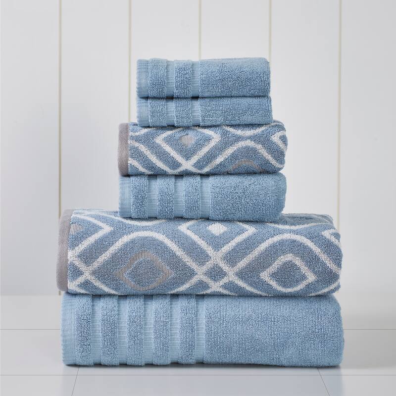 Modern Threads 6-Piece Yarn Dyed Oxford Towel Set - Blue