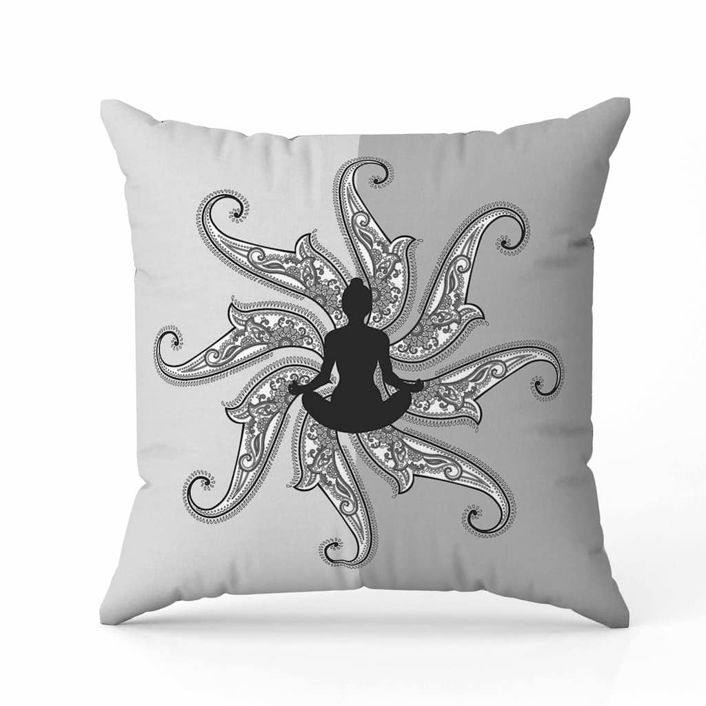 Mystic Silence Indoor/Outdoor Reversible Throw Pillow Silver and Dark