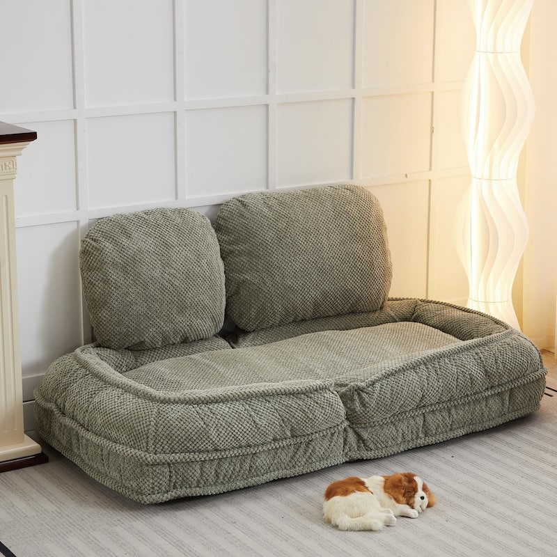 Green Modern 47.8" Upholstered 5 Adjustable Chaise Longue Chair with High-Back Cotton and Elastic Sponge