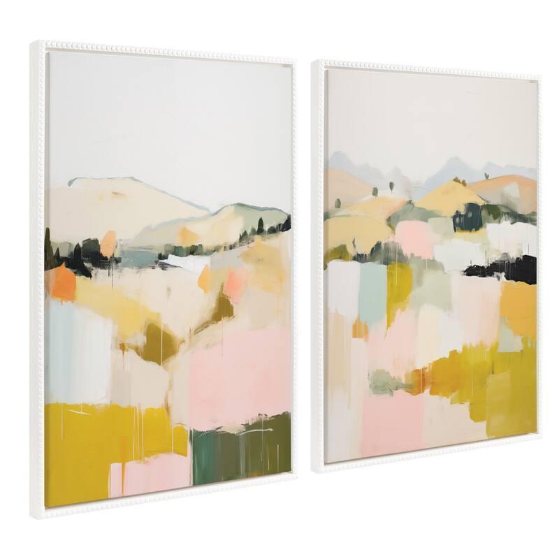 Kate and Laurel Sylvie Beaded Quaint Vista II and III Framed Canvas Art Set by Amy Lighthall