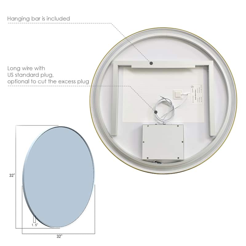 Altair Palme Round Framed Bathroom LED Lighted Wall Mirror