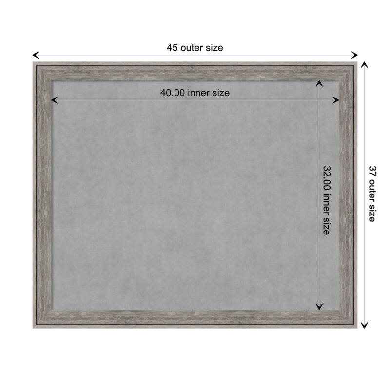 Amanti Art Regis Barnwood Grey Framed Magnetic Board - Board Size 40x32