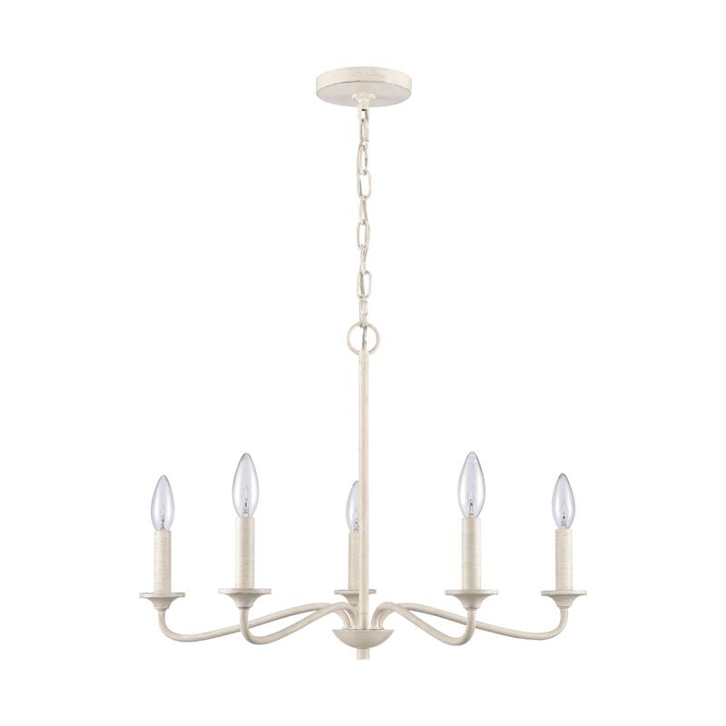 Quinn 24-inch Wide 5-Light Chandelier in Antique White