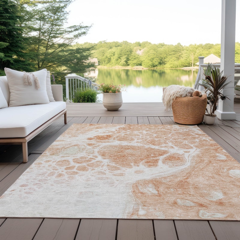 Machine Washable Indoor/ Outdoor Chantille Abstract Contemporary Rug