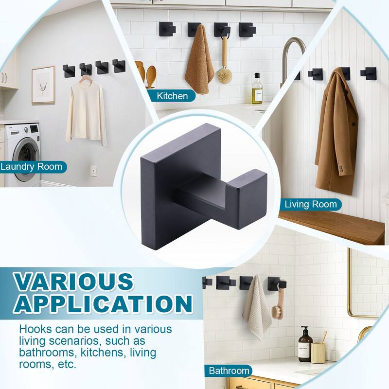 WOWOW J-Hook Wall Mount Robe/Towel Hook 4PCS