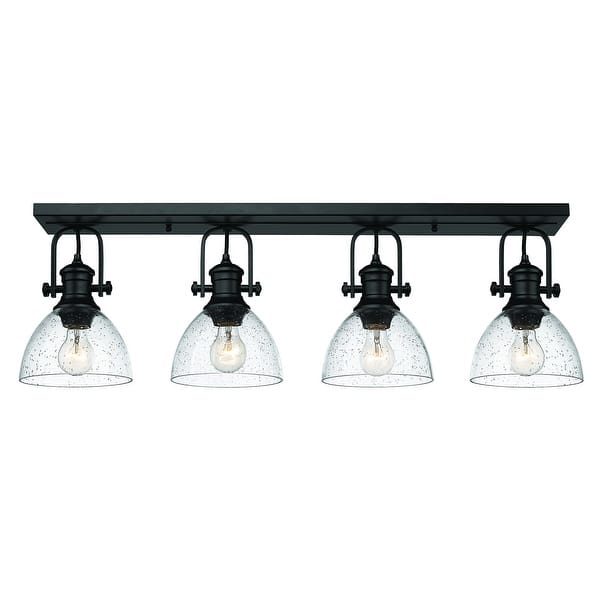 slide 2 of 3, Yep by Golden Lighting Hines 4-light Semi-Flush Mount in Matte Black - Matte Black with Seeded Glass
