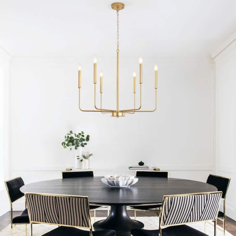 Modern 6-Light Candle Chandelier Classic Ceiling Light for Dining Room Kitchen Island - N/A