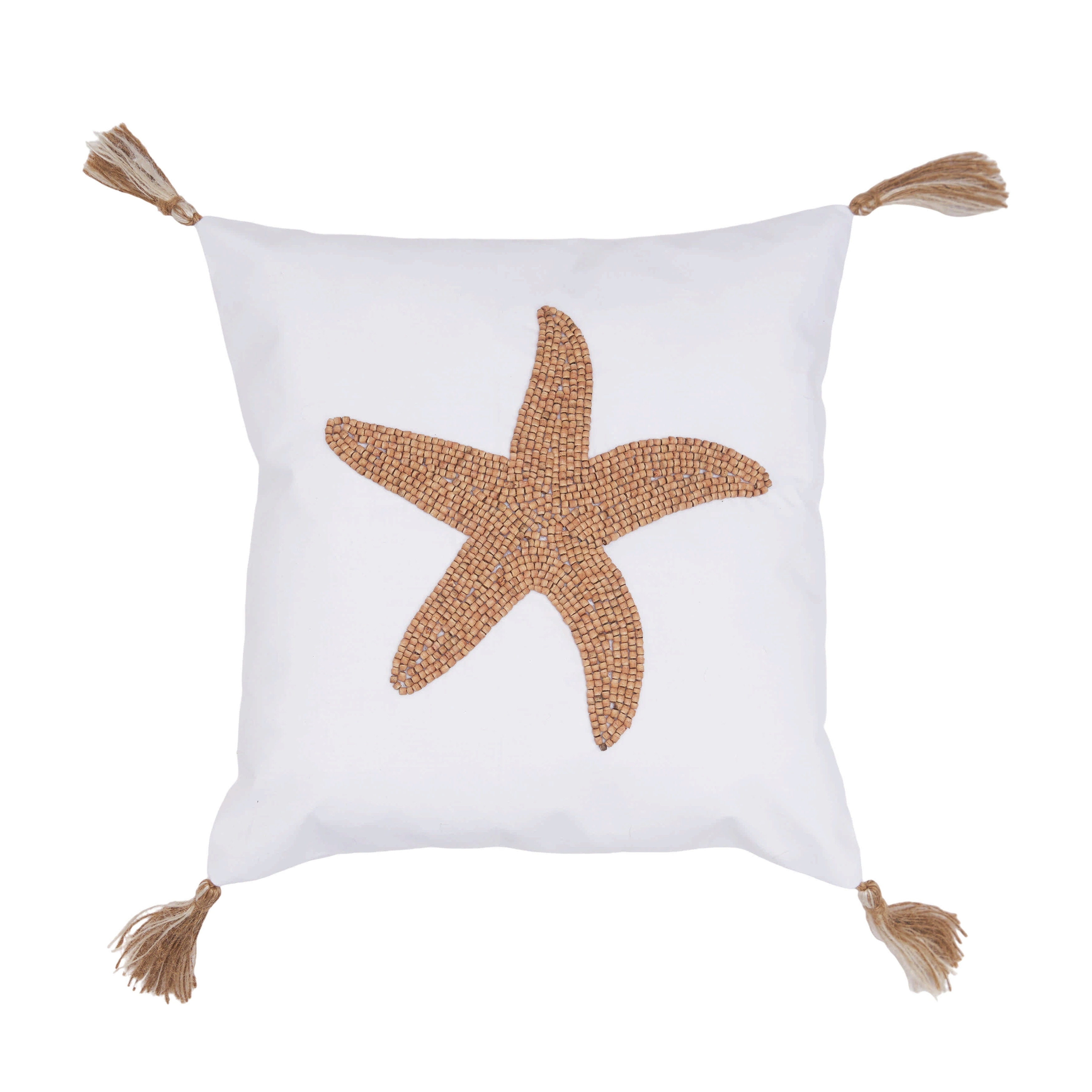 Seastar Handmade Wood Beaded Pillow